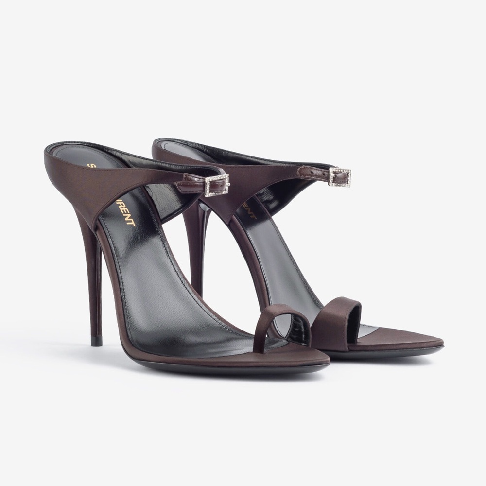 SAINT LAURENT Dive 110 Satin Mules – Size 37 – Brand New, Full Set